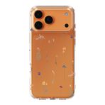 Manitoba iPhone 17 Pro Uyumlu Baskılı Yumuşak Silikon Şeffaf Telefon Kılıfı, Çiçek Deseni, Turuncu