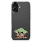 Manitoba iPhone 17 Uyumlu Baby Yoda Tasarımlı Baskılı Şeffaf Silikon Telefon Kılıfı