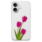 Manitoba iPhone 17 Uyumlu Baskılı Yumuşak Silikon Şeffaf Telefon Kılıfı, Pembe Çiçek Deseni