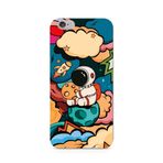 Manitoba iPhone 6 Plus / 6S Plus ile Uyumlu Astronot Tasarımlı Şeffaf Telefon Kılıfı, Çok Renkli, Silikon