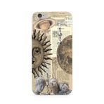 Manitoba iPhone 6 Plus / 6S Plus ile Uyumlu Ay ve Güneş Kolaj Tasarımlı Şeffaf Telefon Kılıfı, Çok Renkli