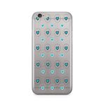Manitoba iPhone 6 Plus / 6S Plus ile Uyumlu Baskılı Yumuşak Silikon Şeffaf Telefon Kılıfı, Turkuaz Kalp Deseni