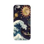 Manitoba iPhone 6 Plus / 6S Plus ile Uyumlu Dalga ve Güneş Tasarımlı Baskılı Şeffaf Telefon Kılıfı