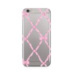 Manitoba iPhone 6 Plus / 6S Plus ile Uyumlu Fiyonk Tasarımlı Baskılı Şeffaf Silikon Telefon Kılıfı, Pembe