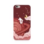 Manitoba iPhone 6 Plus / 6S Plus ile Uyumlu Sevimli Tavşan Tasarımlı Baskılı Silikon Telefon Kılıfı, Bordo