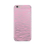 Manitoba iPhone 6 Plus / 6S Plus ile Uyumlu Zebra Desen Tasarımlı Baskılı Şeffaf Telefon Kılıfı, Silikon, Pembe