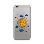 Manitoba iPhone 6 Plus / 6S Plus Uyumlu Baskılı Yumuşak Silikon Şeffaf Telefon Kılıfı, Ay ve Güneş Deseni