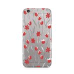 Manitoba iPhone 6 Plus / 6S Plus Uyumlu Baskılı Yumuşak Silikon Şeffaf Telefon Kılıfı, Çiçek Desen, Kırmızı