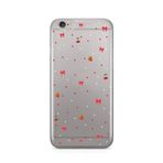 Manitoba iPhone 6 Plus / 6S Plus Uyumlu Baskılı Yumuşak Silikon Şeffaf Telefon Kılıfı, Çilek ve Fiyonk Deseni