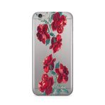 Manitoba iPhone 6 Plus / 6S Plus Uyumlu Baskılı Yumuşak Silikon Şeffaf Telefon Kılıfı, Kırmızı Çiçek Deseni