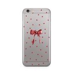 Manitoba iPhone 6 Plus / 6S Plus Uyumlu Baskılı Yumuşak Silikon Şeffaf Telefon Kılıfı, Kırmızı Kalp Desen
