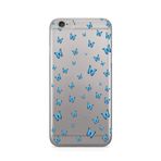 Manitoba iPhone 6 Plus / 6S Plus Uyumlu Baskılı Yumuşak Silikon Şeffaf Telefon Kılıfı, Mavi Kelebek Deseni