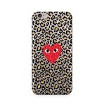 Manitoba iPhone 6 Plus / 6S Plus Uyumlu Baskılı Yumuşak Silikon Telefon Kılıfı, Leopar Desen, Kırmızı Kalp
