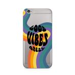 Manitoba iPhone 6 Plus / 6S Plus Uyumlu Good Vibes Only Tasarımlı Şeffaf Telefon Kılıfı, Çok Renkli