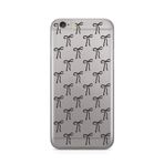 Manitoba iPhone 6 Plus / 6S Plus Uyumlu Siyah Fiyonk Tasarımlı Baskılı Şeffaf Silikon Telefon Kılıfı