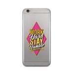 Manitoba iPhone 6 Plus / 6S Plus Uyumlu Work Hard Tasarımlı Baskılı Şeffaf Telefon Kılıfı
