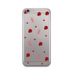 Manitoba iPhone 6/6S ile Uyumlu Baskılı Yumuşak Silikon Şeffaf Telefon Kılıfı, Uğur Böceği ve Kalp Deseni