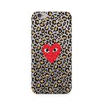 Manitoba iPhone 6/6S Uyumlu Leopar Desen ve Kalp Tasarımlı Şeffaf Telefon Kılıfı, Çok Renkli
