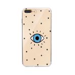 Manitoba iPhone 7 Plus / 8 Plus Uyumlu Baskılı Yumuşak Silikon Şeffaf Telefon Kılıfı, Göz Deseni