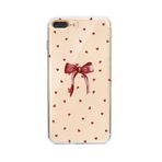 Manitoba iPhone 7 Plus / 8 Plus Uyumlu Baskılı Yumuşak Silikon Şeffaf Telefon Kılıfı, Kırmızı Kalp Desen