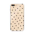 Manitoba iPhone 7 Plus / 8 Plus Uyumlu Baskılı Yumuşak Silikon Şeffaf Telefon Kılıfı, Siyah Kalp Deseni