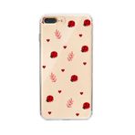 Manitoba iPhone 7 Plus / 8 Plus Uyumlu Baskılı Yumuşak Silikon Şeffaf Telefon Kılıfı, Uğur Böceği ve Kalp Deseni
