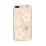 Manitoba iPhone 7 Plus / 8 Plus Uyumlu Baskılı Yumuşak Silikon Şeffaf Telefon Kılıfı, Yıldız Deseni