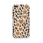 Manitoba iPhone 7 Plus / 8 Plus Uyumlu Kalp ve Leopar Desen Tasarımlı Şeffaf Telefon Kılıfı