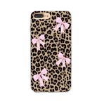 Manitoba iPhone 7 Plus / 8 Plus Uyumlu Leopar ve Fiyonk Tasarımlı Baskılı Şeffaf Telefon Kılıfı