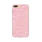 Manitoba iPhone 7 Plus / 8 Plus Uyumlu Zebra Desen Baskılı Şeffaf Silikon Telefon Kılıfı, Pembe
