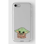 Manitoba iPhone 7/8/SE Uyumlu Baby Yoda Tasarımlı Şeffaf Telefon Kılıfı, Silikon, Çok Renkli