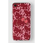 Manitoba iPhone 7/8/SE Uyumlu Hello Kitty Tasarımlı Baskılı Şeffaf Telefon Kılıfı, Silikon, Kırmızı