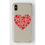 Manitoba iPhone X ve XS Uyumlu Baskılı Yumuşak Silikon Şeffaf Telefon Kılıfı, Kalp Deseni