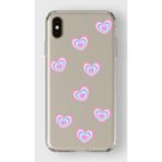 Manitoba iPhone Xs Max Uyumlu Baskılı Yumuşak Silikon Şeffaf Telefon Kılıfı, Kalp Deseni