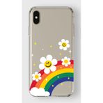 Manitoba iPhone Xs Max Uyumlu Baskılı Yumuşak Silikon Şeffaf Telefon Kılıfı, Rainbow Çiçek Desen