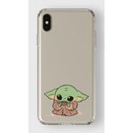 Manitoba iPhone X/XS Uyumlu Baby Yoda Tasarımlı Şeffaf Telefon Kılıfı, Silikon, Çok Renkli
