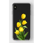 Manitoba iPhone X/XS Uyumlu Baskılı Yumuşak Silikon Şeffaf Telefon Kılıfı, Sarı Çiçek Deseni