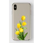 Manitoba iPhone X/XS Uyumlu Sarı Lale Tasarımlı Şeffaf Telefon Kılıfı