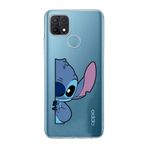 Manitoba Oppo A15/A15S Uyumlu Stitch Tasarımlı Baskılı Şeffaf Silikon Telefon Kılıfı