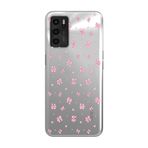 Manitoba Oppo A16 / A55 ile Uyumlu Baskılı Yumuşak Silikon Şeffaf Telefon Kılıfı, Pembe Çiçek Desen