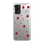 Manitoba Oppo A16 / A55 ile Uyumlu Baskılı Yumuşak Silikon Şeffaf Telefon Kılıfı, Uğur Böceği ve Kalp Deseni