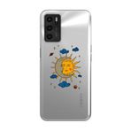 Manitoba Oppo A16 / A55 Uyumlu Baskılı Yumuşak Silikon Şeffaf Telefon Kılıfı, Güneş ve Ay Deseni