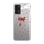 Manitoba Oppo A16 / A55 Uyumlu Baskılı Yumuşak Silikon Şeffaf Telefon Kılıfı, Kırmızı Kalp Desen