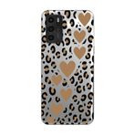 Manitoba Oppo A16 / A55 Uyumlu Baskılı Yumuşak Silikon Şeffaf Telefon Kılıfı, Leopar Desen, Kalp Motifi