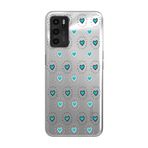 Manitoba Oppo A16 / A55 Uyumlu Baskılı Yumuşak Silikon Şeffaf Telefon Kılıfı, Turkuaz Kalp Deseni