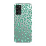 Manitoba Oppo A16 / A55 Uyumlu Baskılı Yumuşak Silikon Şeffaf Telefon Kılıfı, Yeşil Leopar Desen