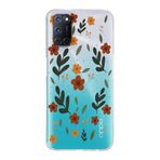 Manitoba Oppo A52/A72/A92 Uyumlu Baskılı Yumuşak Silikon Şeffaf Telefon Kılıfı, Çiçek Desen, Turkuaz