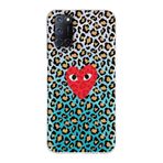 Manitoba Oppo A52/A72/A92 Uyumlu Kalp ve Leopar Desen Baskılı Şeffaf Telefon Kılıfı, Çok Renkli