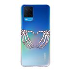 Manitoba Oppo A54 Uyumlu İskelet Kalp Tasarımlı Baskılı Şeffaf Telefon Kılıfı, Çok Renkli