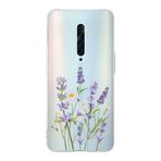 Manitoba Oppo Reno 2Z Uyumlu Baskılı Yumuşak Silikon Şeffaf Telefon Kılıfı, Lavanta Çiçeği Deseni